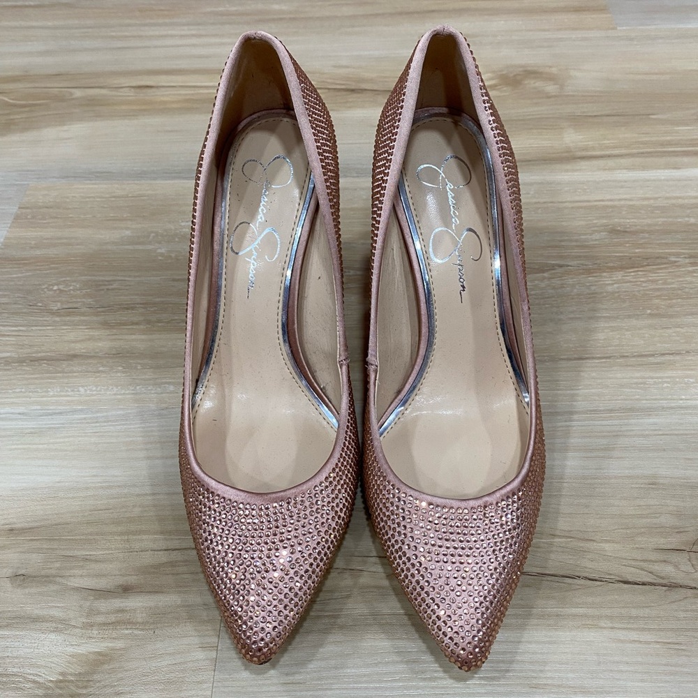 Jessica Simpson Pink Embellished Pointed-Toe Pumps